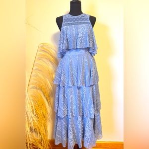 Gianni Bini Lace Midi Dress Blue XS